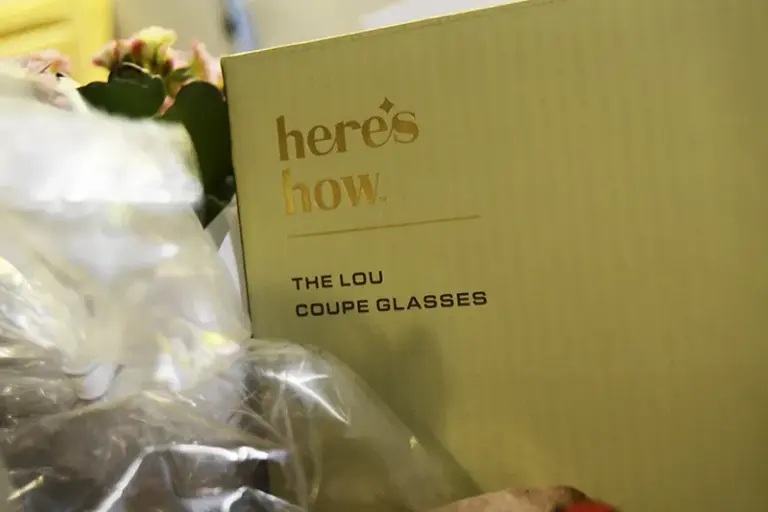 Copas de cóctel verdes The Lou y planta Kalanchoe rosa en regalo para bodas de plata